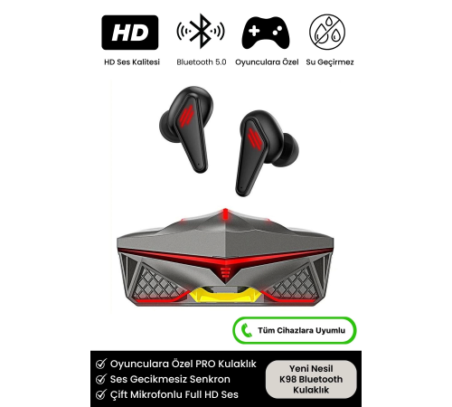 K98 Pro Oyuncu HD Ses Mikrofonlu Işıklı Metal Kasa iOS Android Uyumlu Bluetooth Kablosuz Kulaklık K98 Pro Oyuncu HD Ses Mikrofonlu Işıklı Metal Kasa iOS Android Uyumlu Bluetooth Kablosuz Kulaklık