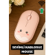 Kablosuz Sevimli Tatlı Wireless Sessiz Silent Mouse Fare 1600 DPI 2.4 Ghz Taşınabilir Portatif