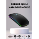 Kablosuz Fare Wireless Mouse, Bluetooth 5.2, Şarjlı, Ergonomik, Type-c, 800/1200/1600 Dpı, Led Işık