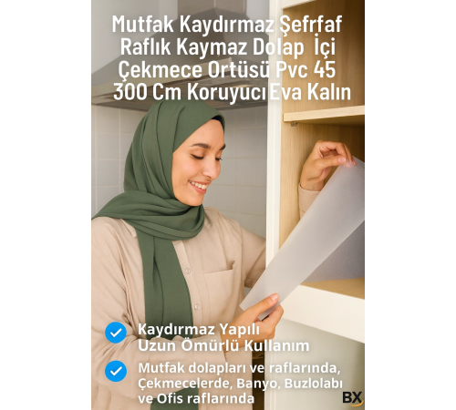 Kaydırmaz Şeffaf Raflık Örtüsü 45x300 Cm Dolap İçi, Çekmece ve Buzdolabı Koruyucu EVA Pvc Kaplama Kaydırmaz Şeffaf Raflık Örtüsü 45x300 Cm Dolap İçi, Çekmece ve Buzdolabı Koruyucu EVA Pvc Kaplama