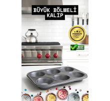 Mini Çocuklar İçin Cupcake Fırın Kalıbı 6 Büyük Bölmeli Muffin Kek Kalıbı