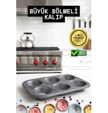 Mini Çocuklar İçin Cupcake Fırın Kalıbı 6 Büyük Bölmeli Muffin Kek Kalıbı
