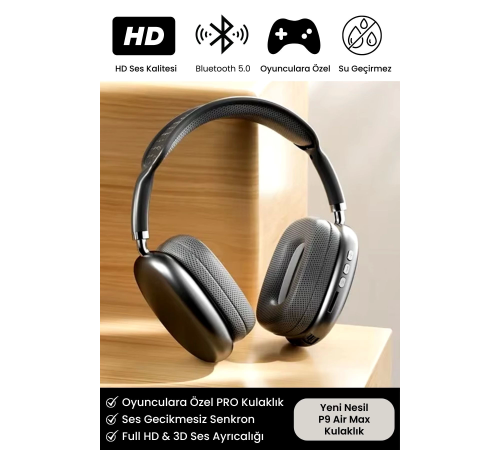 P9 Air Max Gaming Premium Mikrofonlu Kablosuz Ios Android Uyumlu 5.0 Bluetooth TWS Oyuncu Kulaklık P9 Air Max Gaming Premium Mikrofonlu Kablosuz Ios Android Uyumlu 5.0 Bluetooth TWS Oyuncu Kulaklık