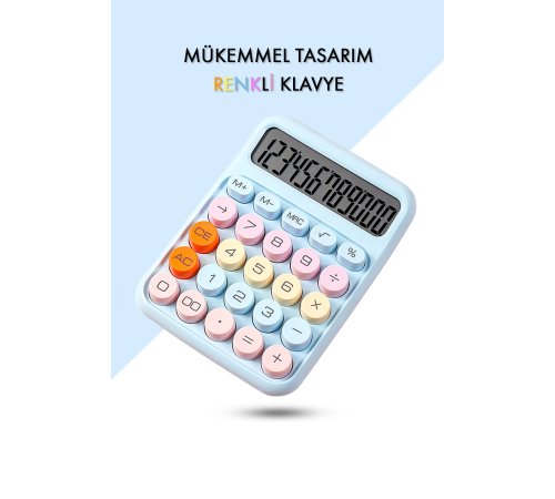 Renkli Hesap Makinesi - 12 Haneli Yuvarlak Tuşlu Mavi Renk Hesap Makinesi - 4 Fonksiyonlu Renkli Hesap Makinesi - 12 Haneli Yuvarlak Tuşlu Mavi Renk Hesap Makinesi - 4 Fonksiyonlu