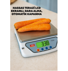 Hassas Dijital Terazi LCD Ekranlı Dara Alma ve Otomatik Kapanma Özellikli Mutfak Tartısı