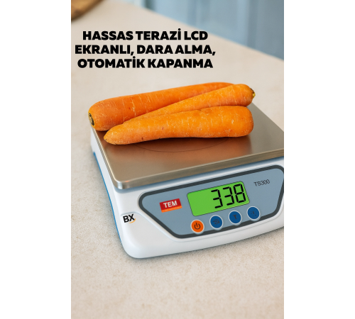 Hassas Dijital Terazi LCD Ekranlı Dara Alma ve Otomatik Kapanma Özellikli Mutfak Tartısı