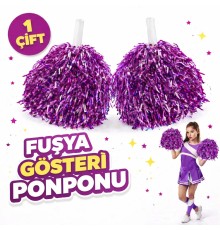 1 Çift ( 2 Adet ) Mor Renk 23 Nisan 19 Mayıs 29 Ekim Okul Gösteri Ponponları Ekstra Dolgun