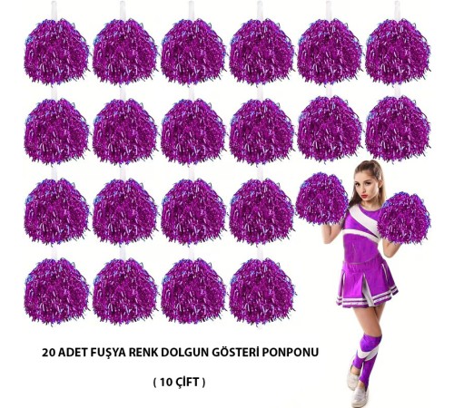 10 Çift ( 20 Adet ) Mor Renk 23 Nisan 19 Mayıs 29 Ekim Okul Gösteri Ponponları