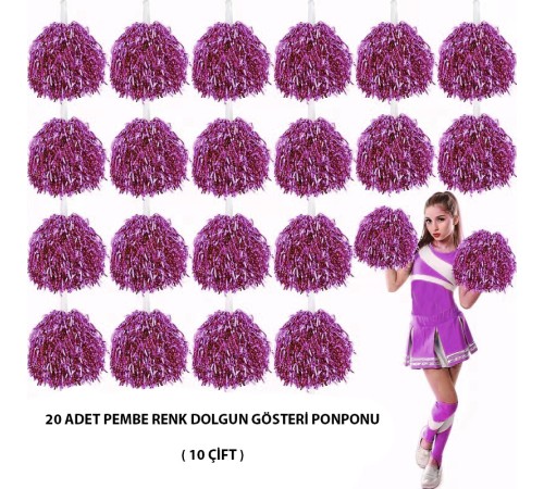 10 Çift ( 20 Adet ) Pembe Renk 23 Nisan 19 Mayıs 29 Ekim Okul Gösteri Ponponları