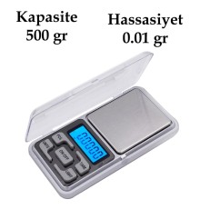 Dijital Hassas Elektronik Kuyumcu Cep Terazisi Tartı 500 gr /  0.01 gr