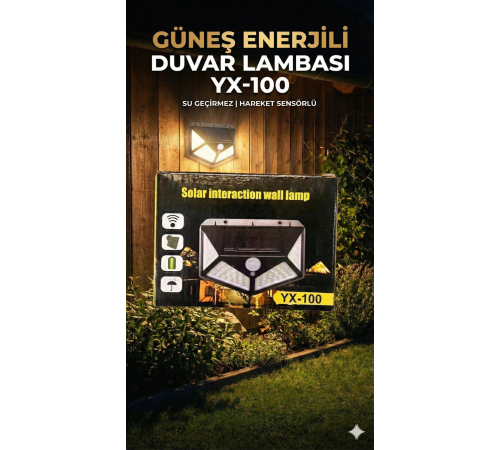 100 Led DIŞ Mekan Solar Aydınlatma Fotoselli Solar Lamba Hareket Sensörlü