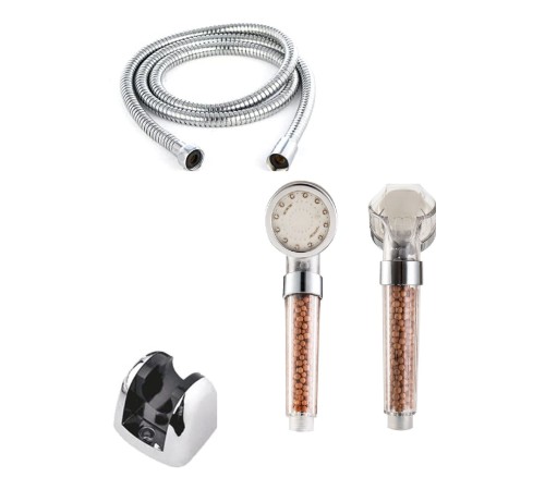 Renk Değiştiren Led Işıklı Duş Başlığı Seti- Hortum Askı Seti (Pilsiz- Elektriksiz)