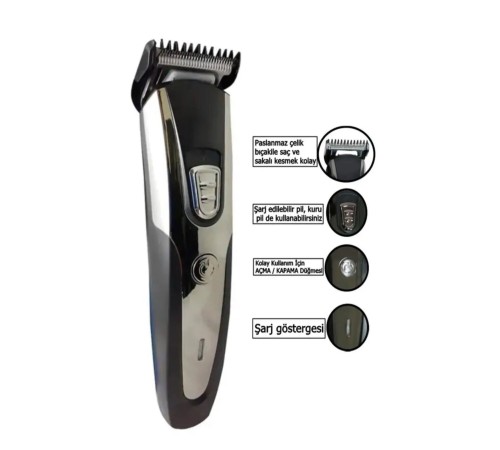 1019 Profesyonel Şarjlı Saç Sakal Ense Vücut Kılı Kesme Tıraş Makinesi Lazer Öncesi