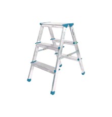 ÇİFT BASAMAKLI ALÜMİNYUM METAL MERDİVEN YÜKSEKLİK 69CM BAŞ GENİŞLİK 8CM