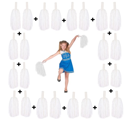 12 Çift ( 24 Adet ) Beyaz Renk 23 Nisan 19 Mayıs 29 Ekim Okul Gösteri Ponponları