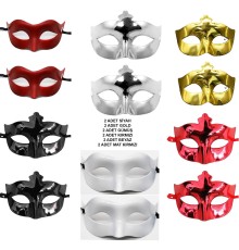 12’li Renkli Parti Maskesi Seti – Siyah, Gold, Gümüş, Kırmızı, Beyaz, Mat Kırmızı