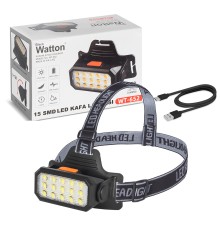 15 LEDLİ SARI / BEYAZ ŞARJLI KAFA LAMBASI WATTON WT-652