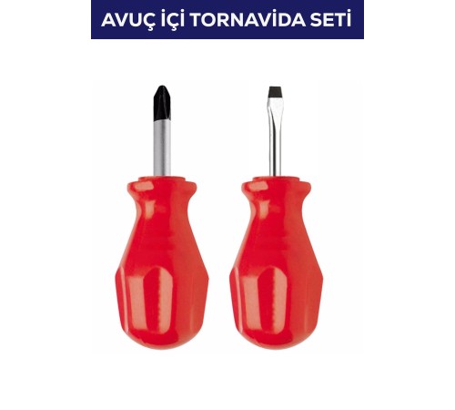 2'li Avuç Içi Tornavida Seti Düz Yıldız