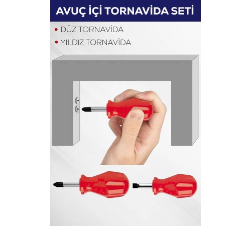 2'li Avuç Içi Tornavida Seti Düz Yıldız