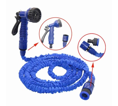 22.5 Metre Uzayan Bahçe Sulama Araç Yıkama Hortumu 7 Kademeli Başlık Tabanca