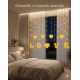 3 Metre Perde Led Işık - 8 Modlu Kalp ve LOVE Figürlü Dekoratif Animasyonlu Led