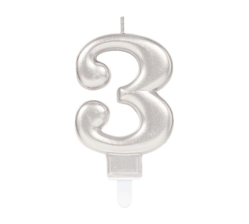 3 Rakam Mum Gümüş Renk