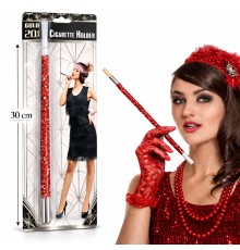 30 cm Kırmızı Payetli Sigara Tutacağı – 1920’ler Gatsby Parti Aksesuarı