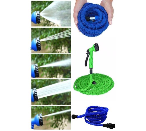 30 Metre Uzayan Bahçe Sulama Araç Yıkama Hortumu 7 Kademeli Başlık Tabanca