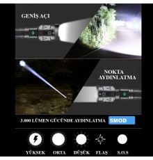 3000 Lümen Güçlü El Feneri Wt-604