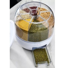 360° Dönebilen Kuru Gıda Ve Bakliyat Organizeri 6 Bölmeli Hava Geçirmez Saklama Kabı 6 lt