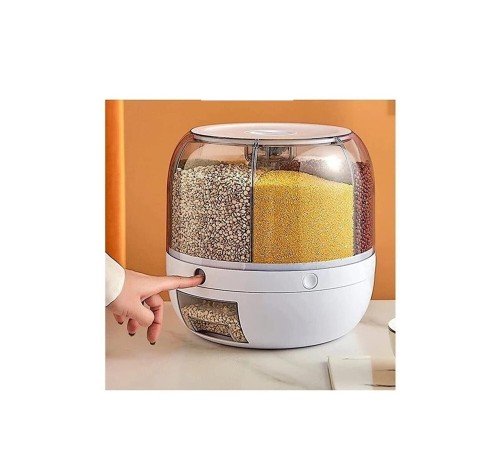 360° Dönebilen Kuru Gıda Ve Bakliyat Organizeri 6 Bölmeli Hava Geçirmez Saklama Kabı 6 lt