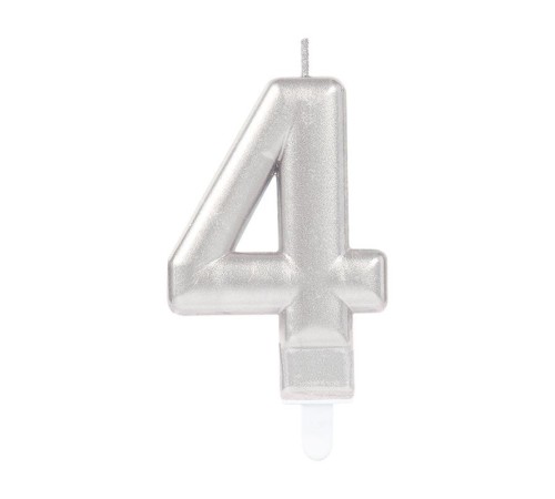 4 Rakam Mum Gümüş Renk