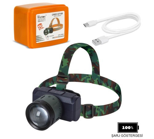 4200 Lümen Şarjlı Sensörlü Göstergeli Kafa Lambası Wt-719
