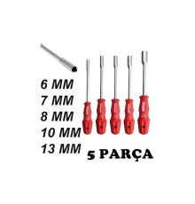 5 Adet Lokma Anahtar Tornavida 6/7/8/10/13/mm Metal Altıgen