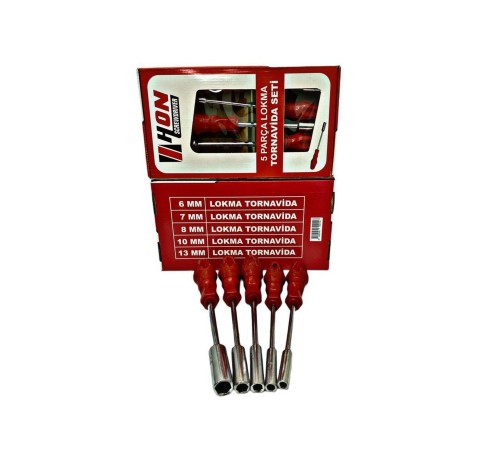 5 Adet Lokma Anahtar Tornavida 6/7/8/10/13/mm Metal Altıgen