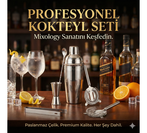5 Parça Kokteyl Hazırlama Seti 550 Ml