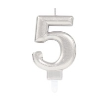 5 Rakam Mum Gümüş Renk