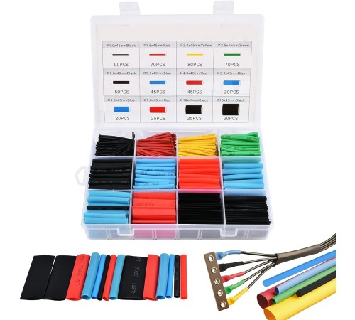 560 Parça Makaron Seti Kapaklı Kutulu Kablo Birleştirme Koruyucu Sıcaklıkla Daralan Makaron Set