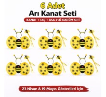 6'lı Arı Kostüm Seti – Kanat Taç Asa