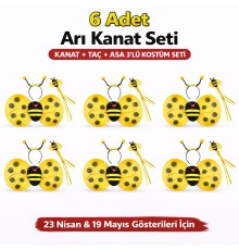 6'lı Arı Kostüm Seti – Kanat Taç Asa