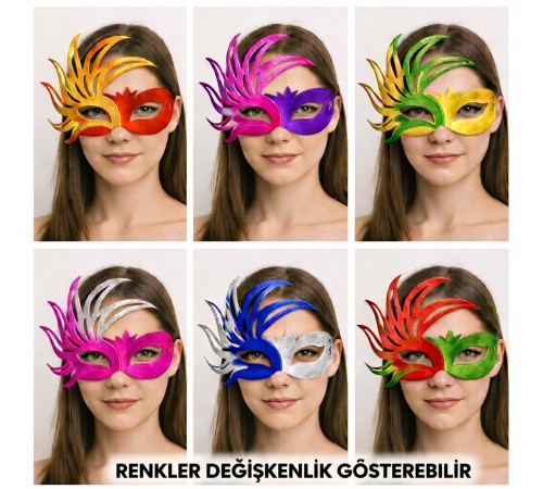 6’lı Çift Renkli Venedik Karton Parti Maskesi Seti