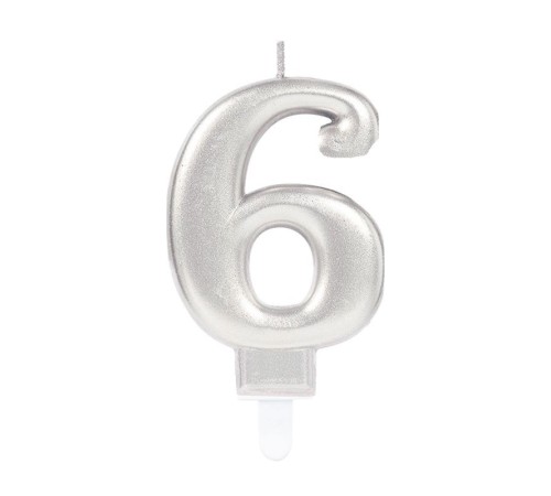 6 Rakam Mum Gümüş Renk