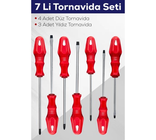 7'li Tornavida Seti (4 ADET DÜZ TORNAVİDA 3 ADET YILDIZ TORNAVİDA)