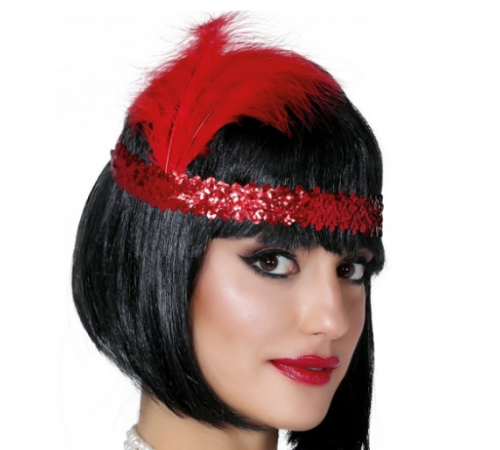 70'ler 80'ler ve 90'lar Temalı Kırmızı Renk Çarliston Saç Bandı