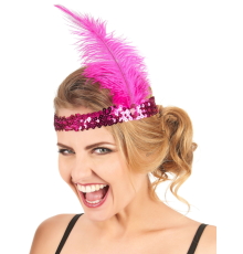 70'ler 80'ler ve 90'lar Temalı Fuşya Renk Çarliston Saç Bandı