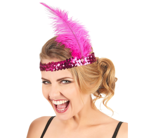 70'ler 80'ler ve 90'lar Temalı Fuşya Renk Çarliston Saç Bandı