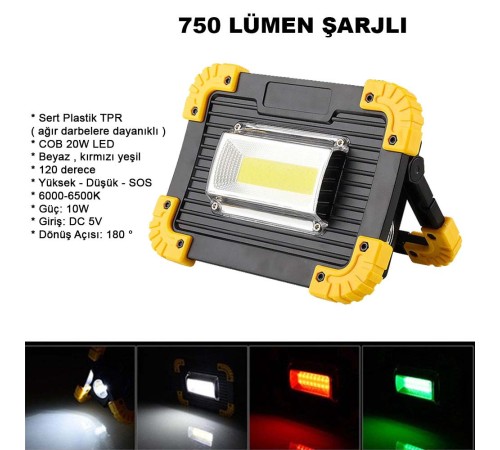 750 Lümen Powerbank Şarjlı Işıldak Wt-330