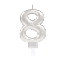 8 Rakam Mum Gümüş Renk