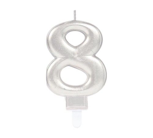 8 Rakam Mum Gümüş Renk