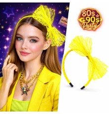 80’ler 90’lar Neon Sarı Dantel Taç Fiyonklu